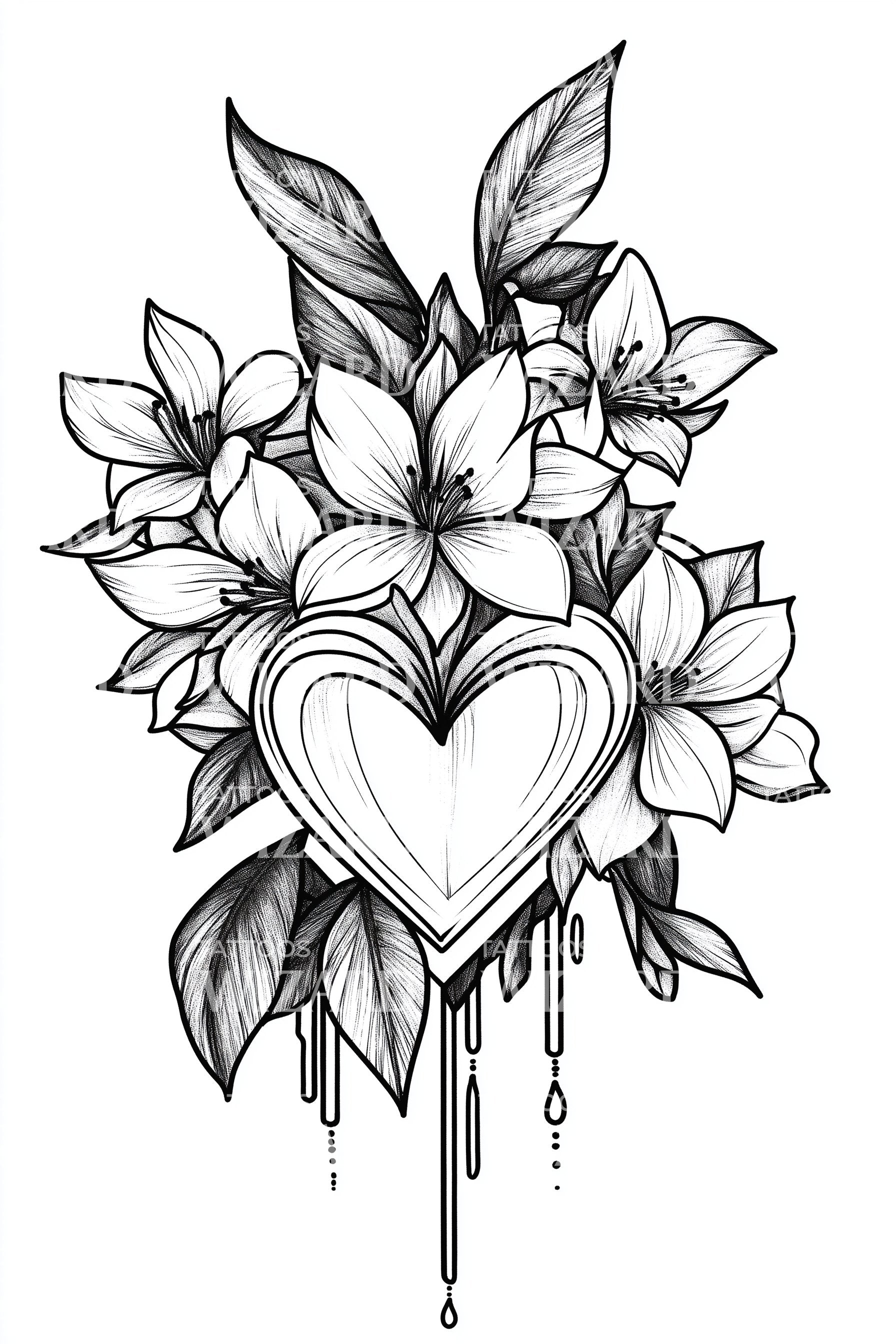 Flower and Heart Tattoos That Bloom
