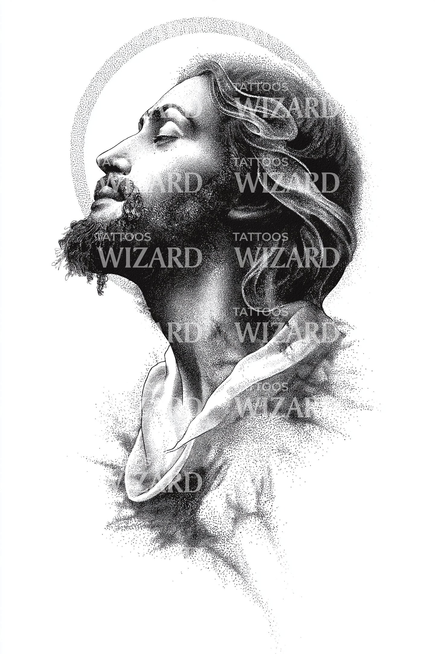 Sacred Jesus Portrait Tattoo Design