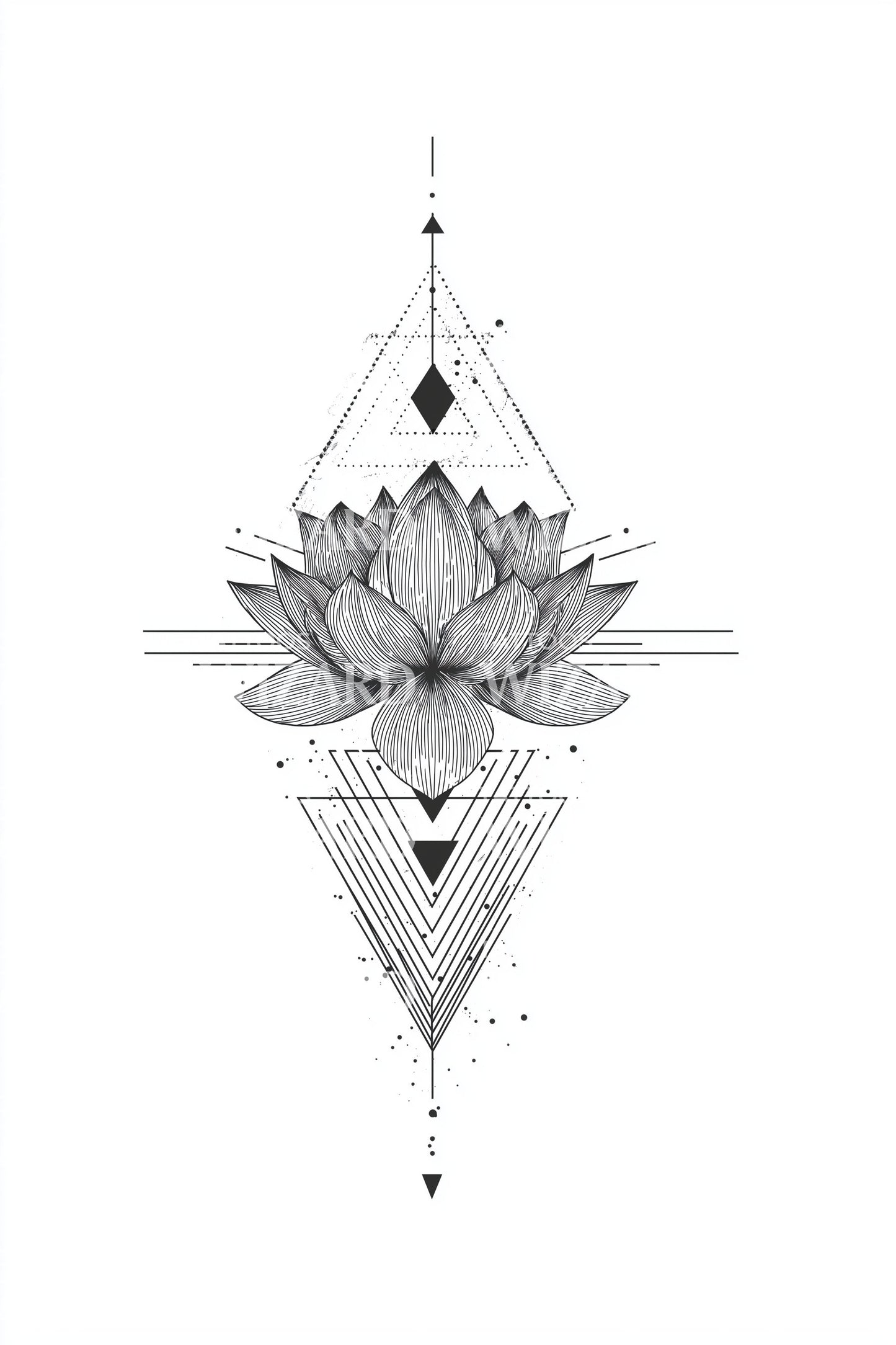 Diseño de tatuaje de diamante loto sagrado