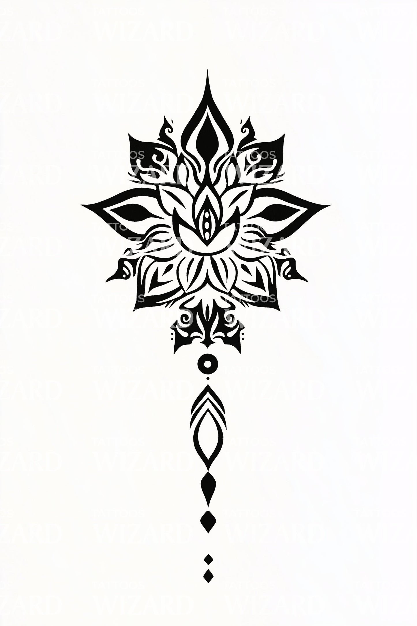 Desenho de Tatuagem Mandala de Lótus Sagrado