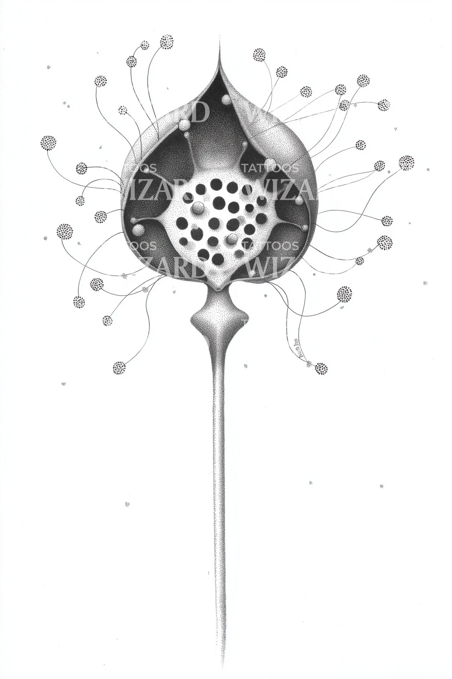 Design del tatuaggio del baccello di loto sacro