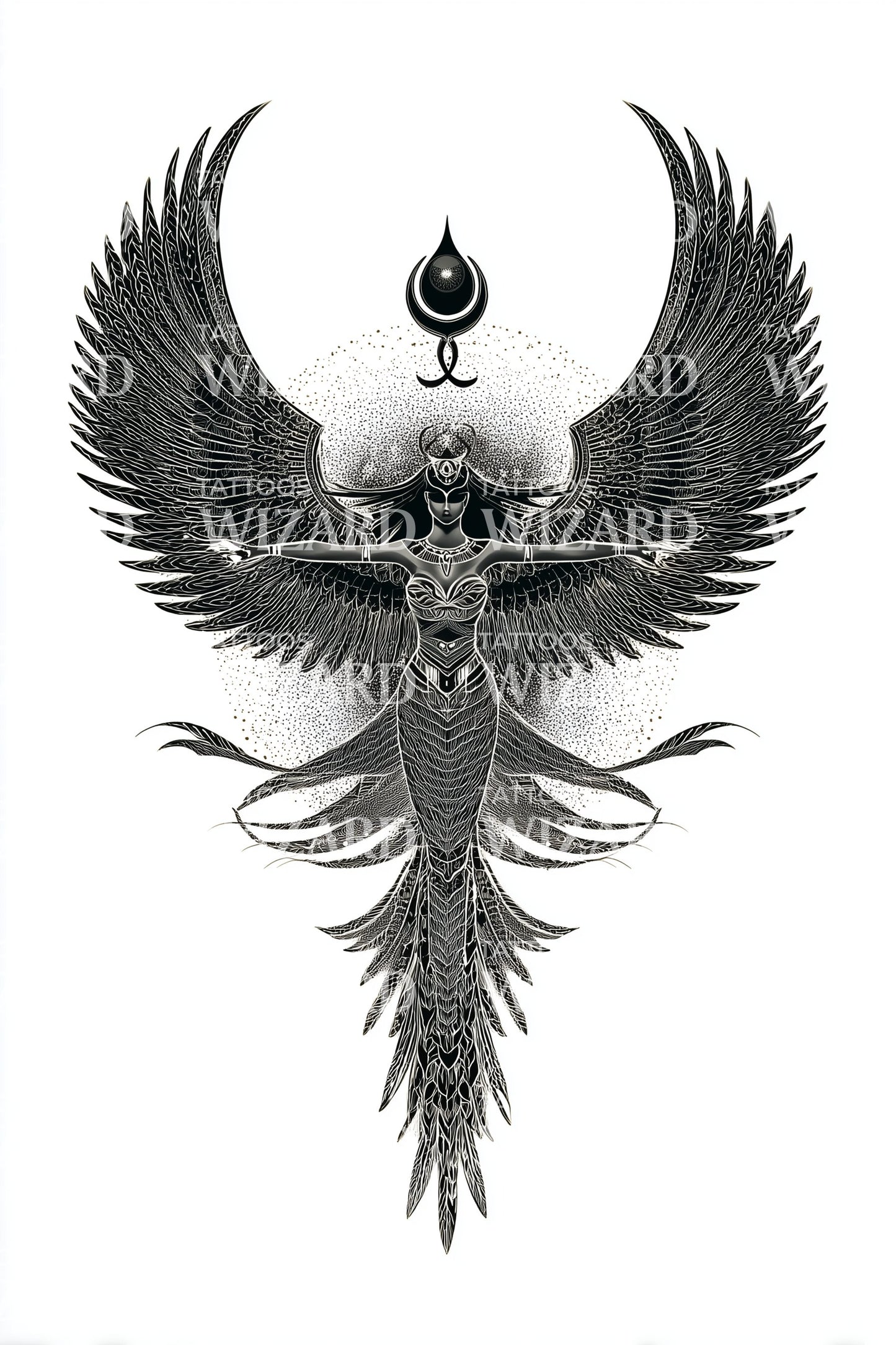 Design del tatuaggio con emblema fenice sacra