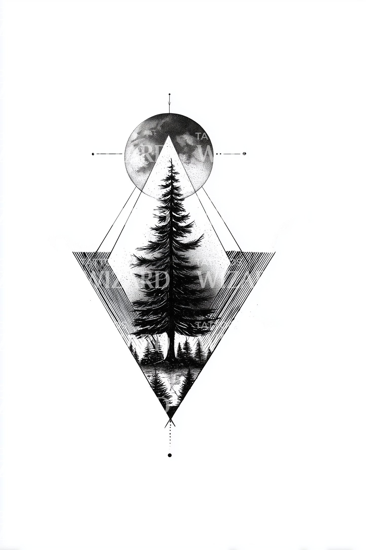 Sacred Pine Geometry Tattoo Design