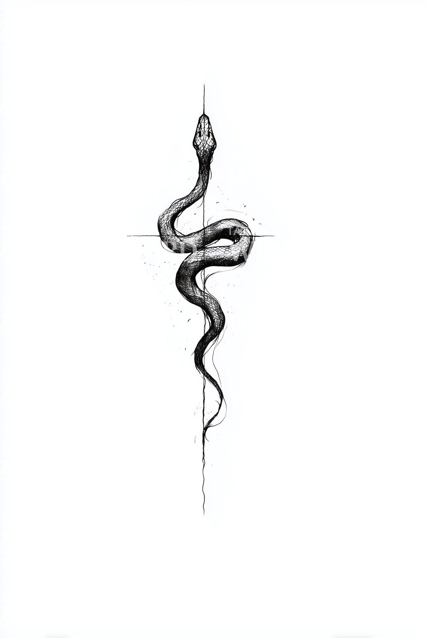 Diseño de tatuaje de línea de serpiente sagrada