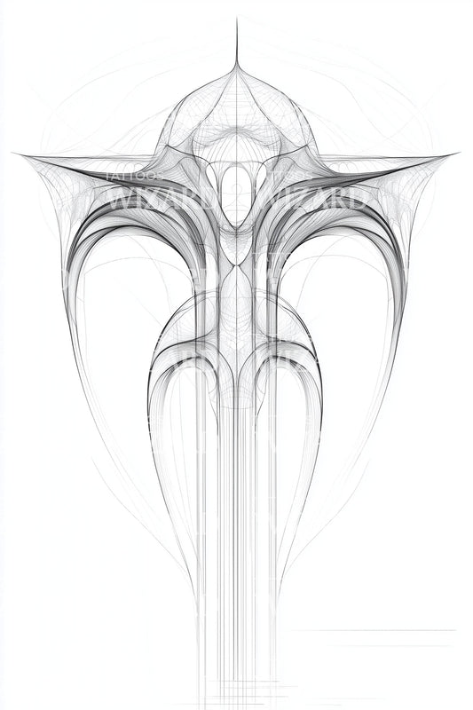 Design del tatuaggio geometrico della guglia sacra