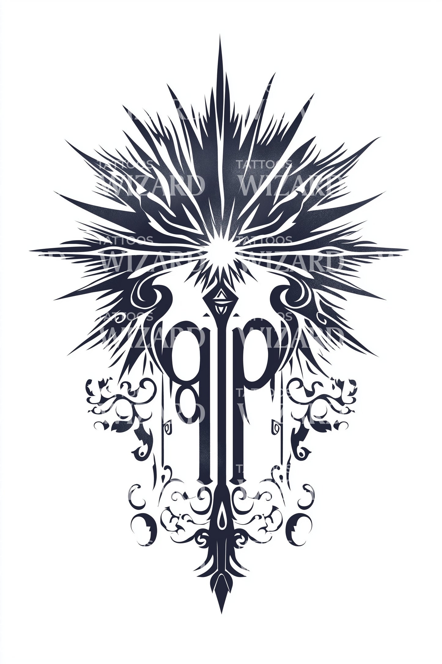 Sacred Spire Sigil Tattoo Design