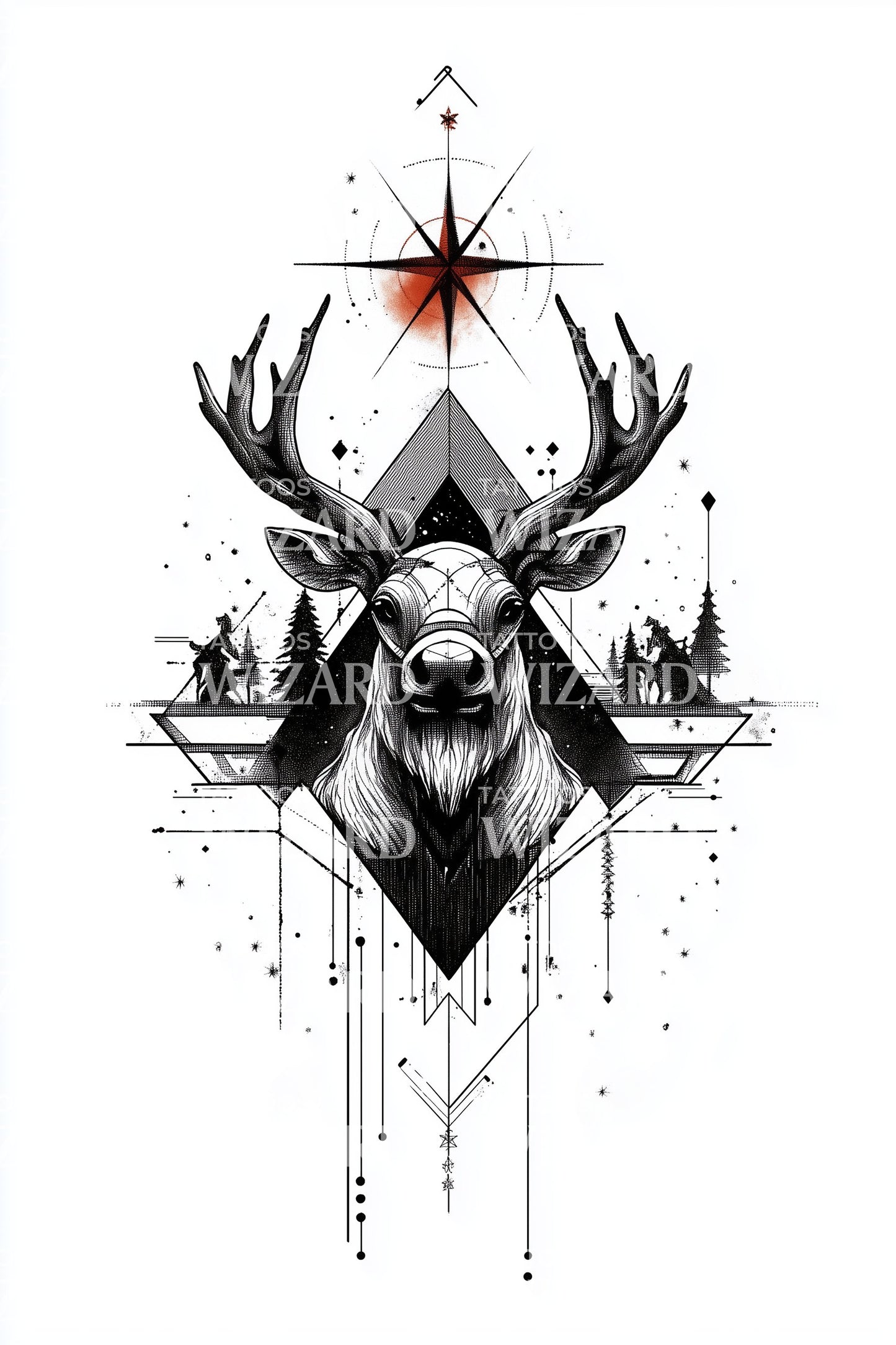 Sacred Stag Constellation Tattoo Design