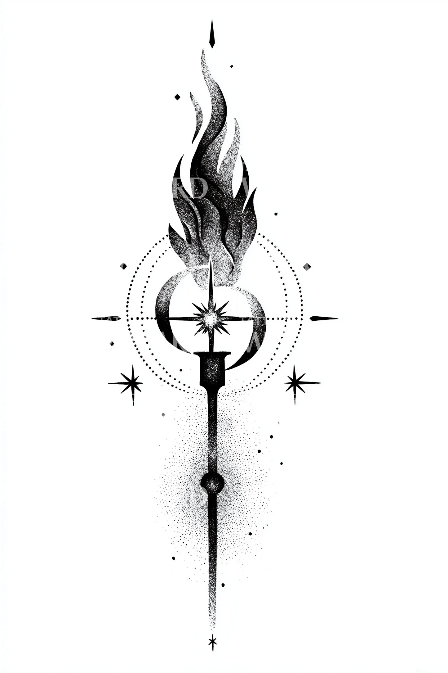 Design del tatuaggio Torcia Sacra e Stella
