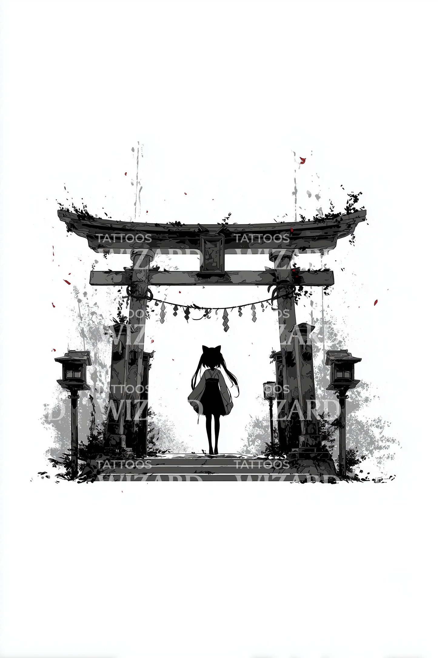 神圣鸟居通道纹身设计灵感