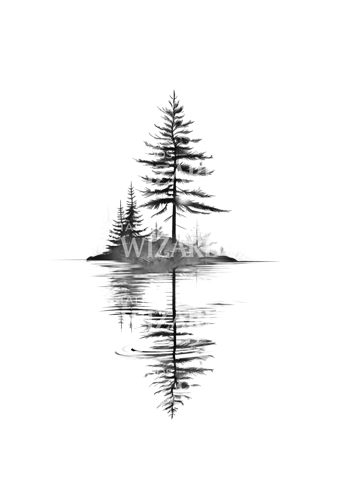 Sad Cypress Forest Tattoo Design