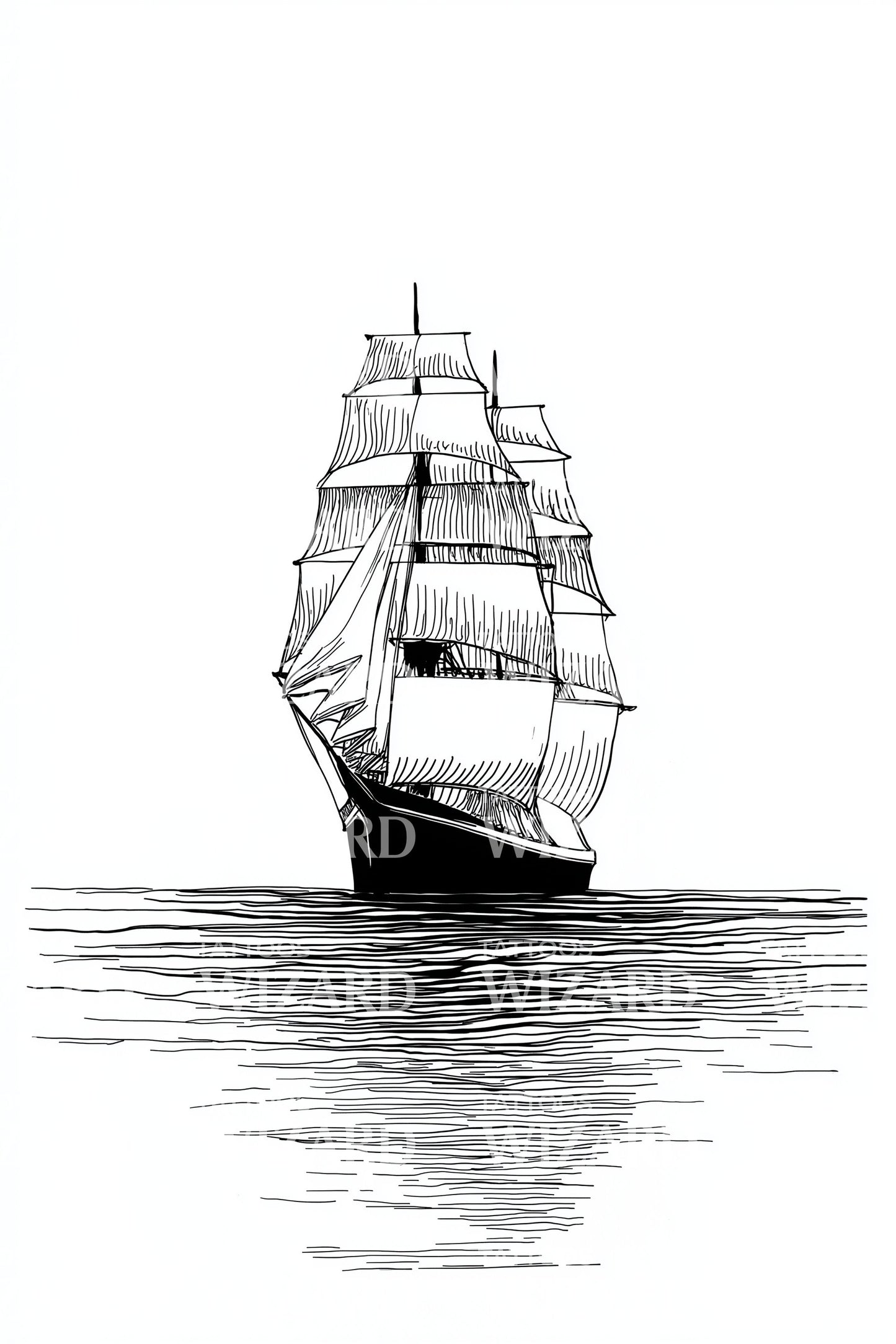Sailing Ship Silhouette Tattoo Idea