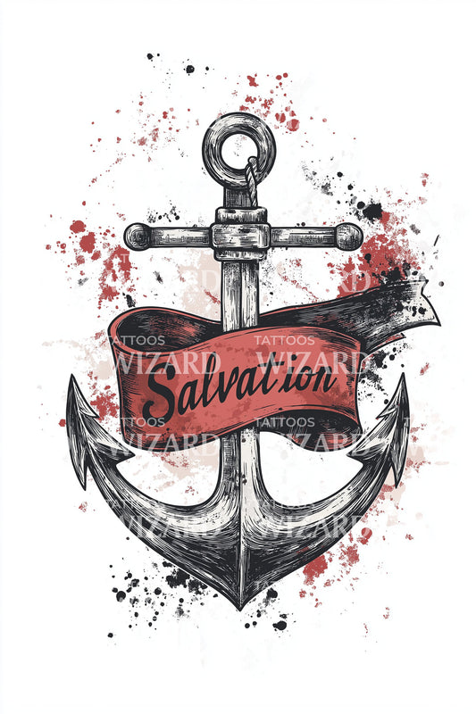 Erlösungsanker Aquarell Tattoo Design