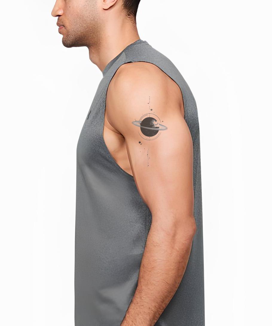 Saturn Orbit Scatter Tattoo Design
