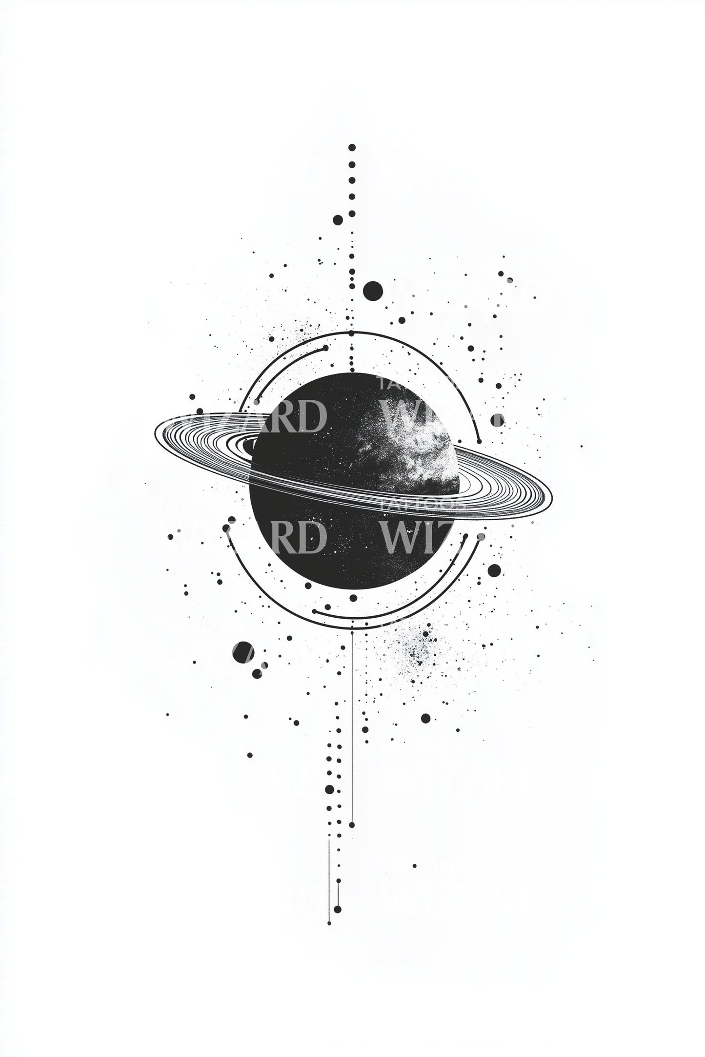 Saturn Orbit Scatter Tattoo Design