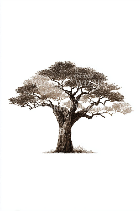 Savanna Acacia Tree Tattoo Design