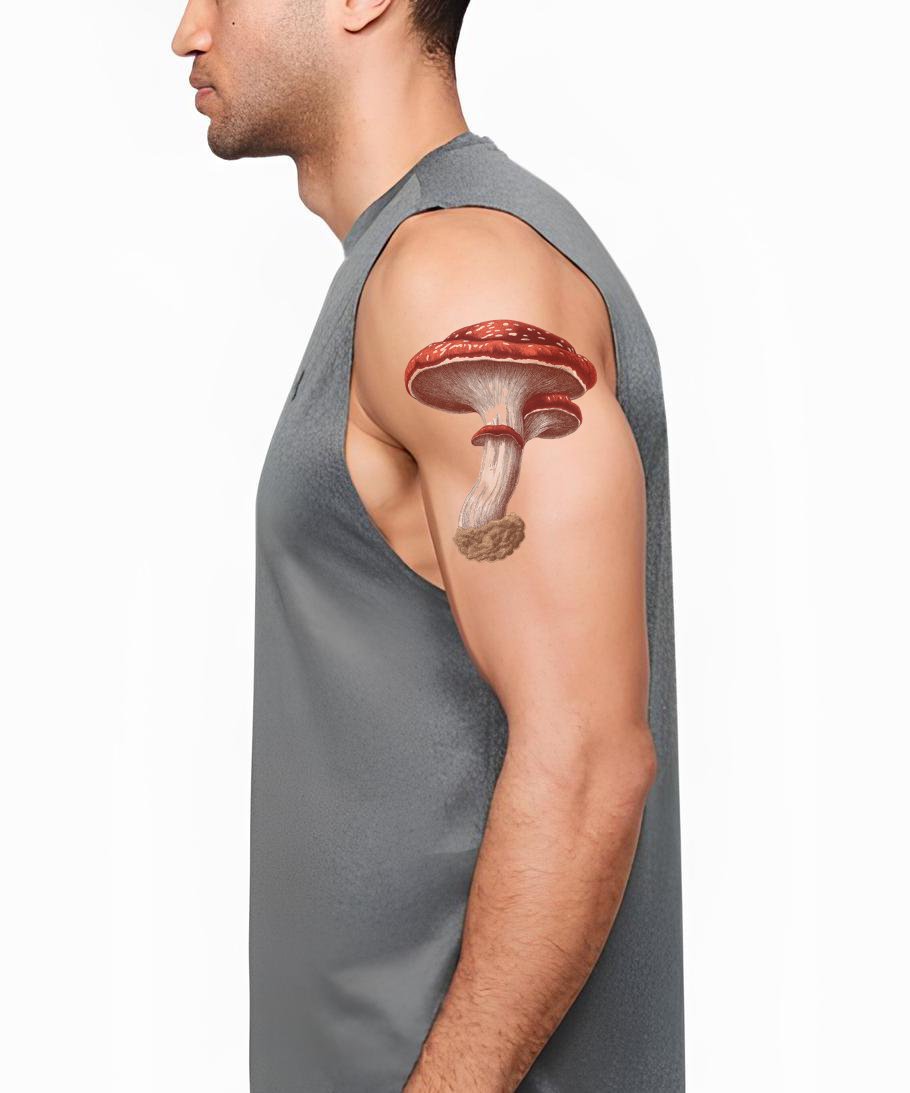 Scarlet Cap Mushroom Tattoo Illustration
