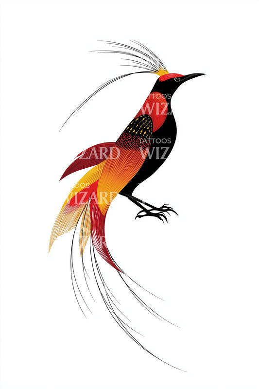 Skarlagenflammfågel Tatuering Design