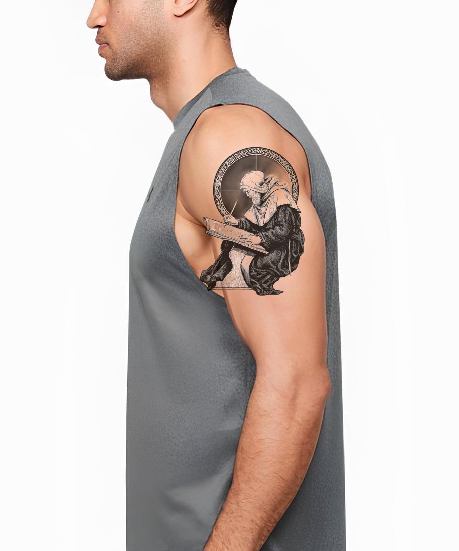 Monastic Scholar Reading Tattoo Design