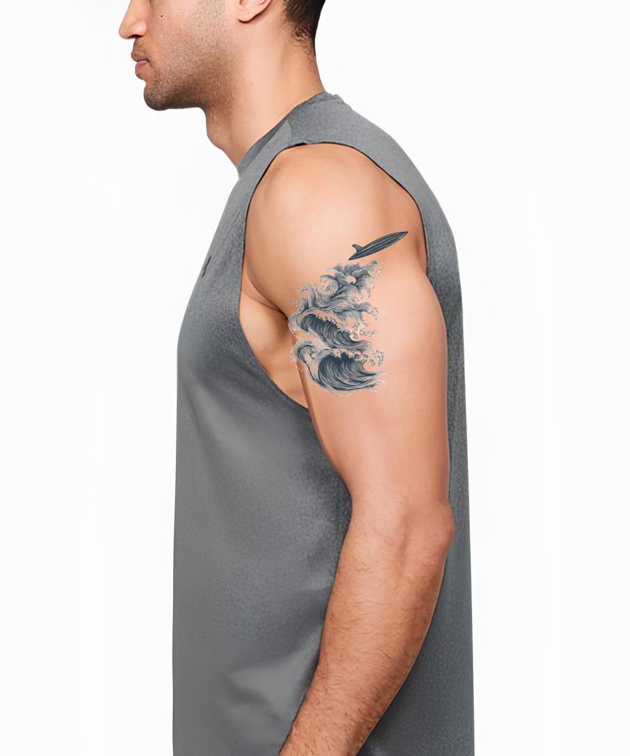 Stormy Sea with Board Tattoo Design
