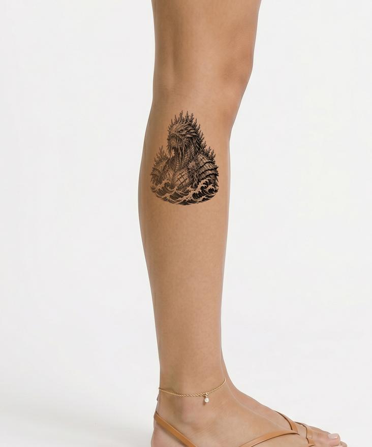 Blackwork návrh tetování Titán z hlubin moře