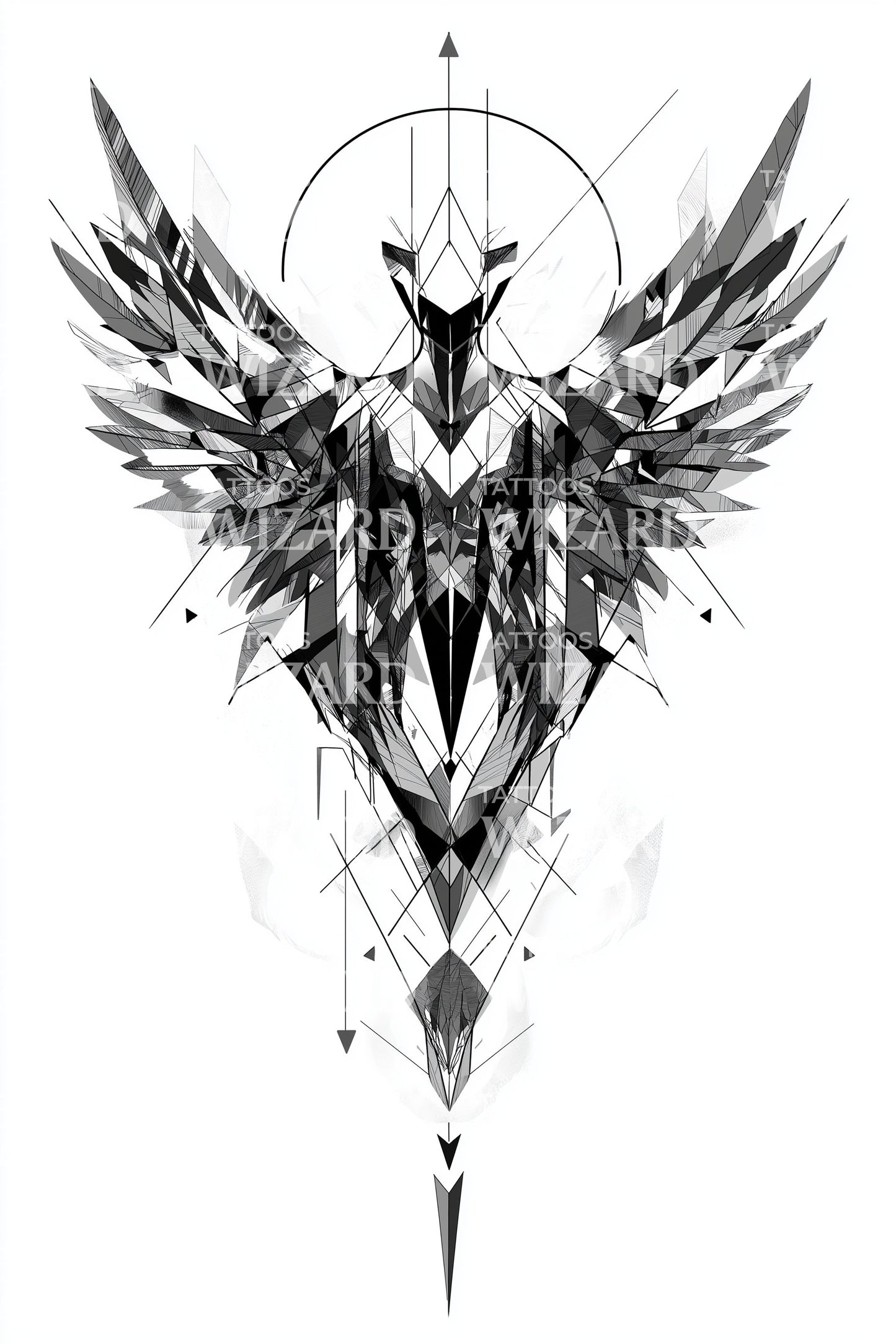 Seraphim Warrior Geometry Tattoo Design