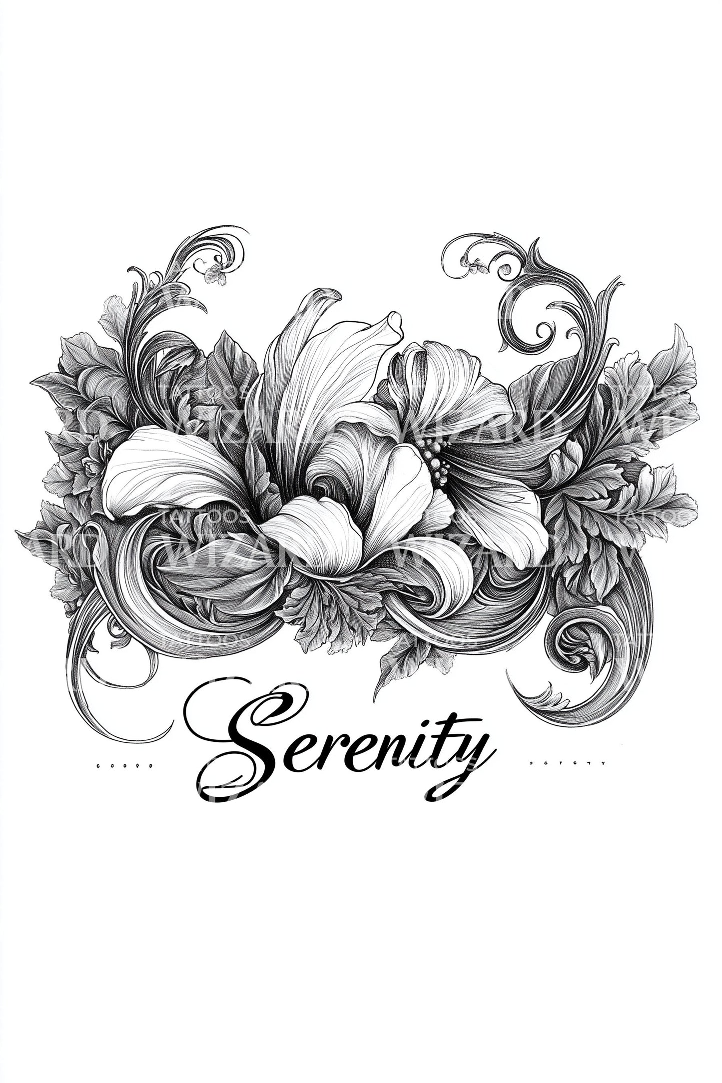 Serenity Lily Bouquet Tattoo Design