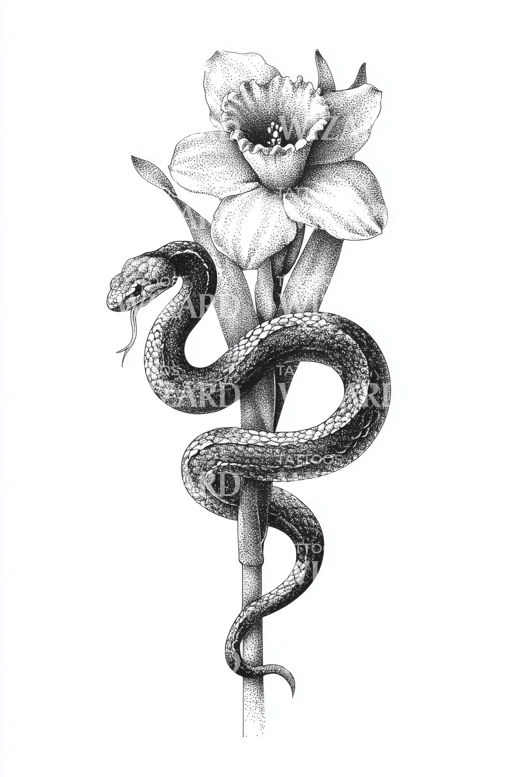 plant and snake tattoo Serpent Blossom Coil Tattoo Design – Tattoos Wizard Designs
