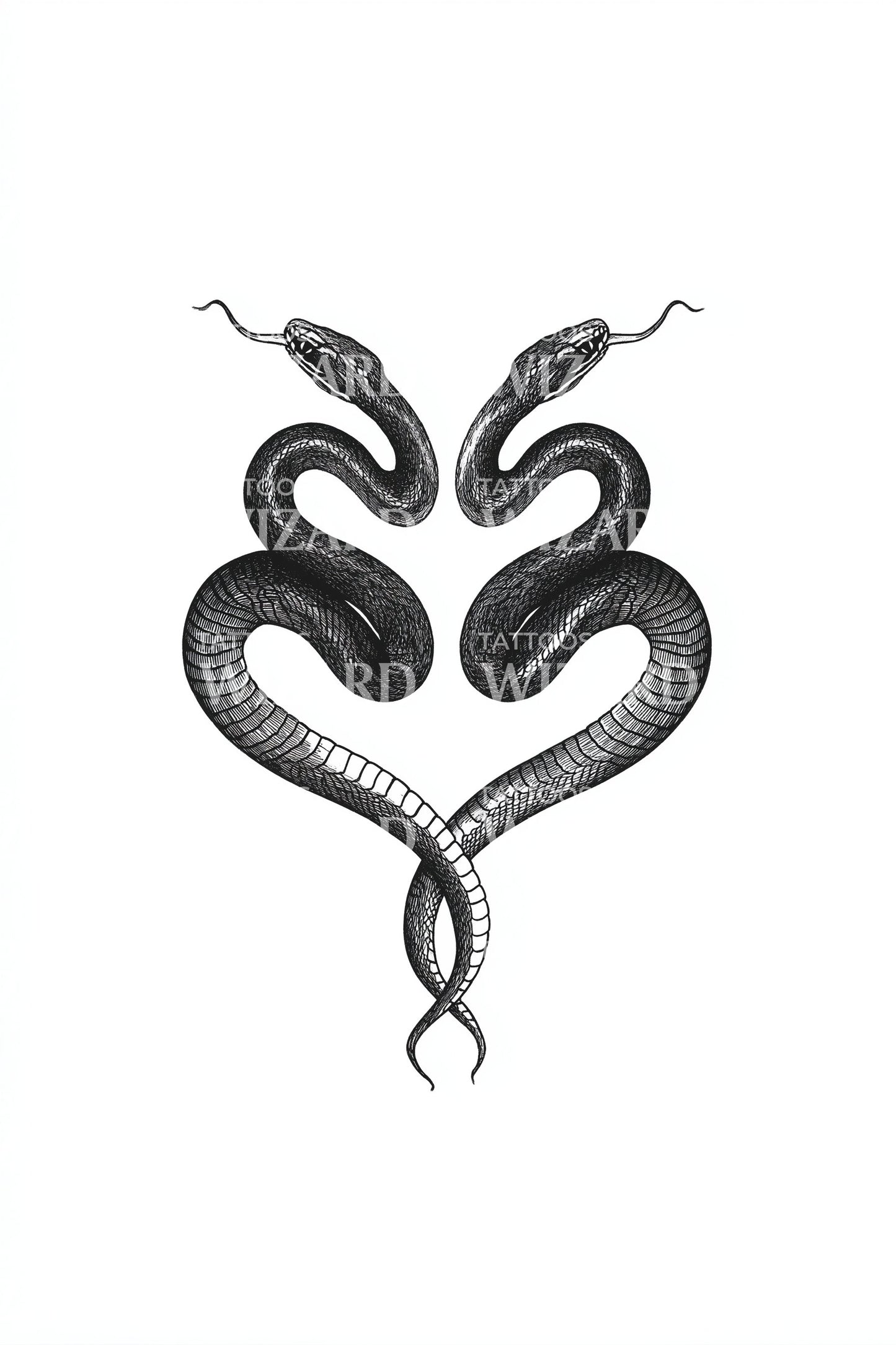 Serpent Hearts Entwined Tattoo Design