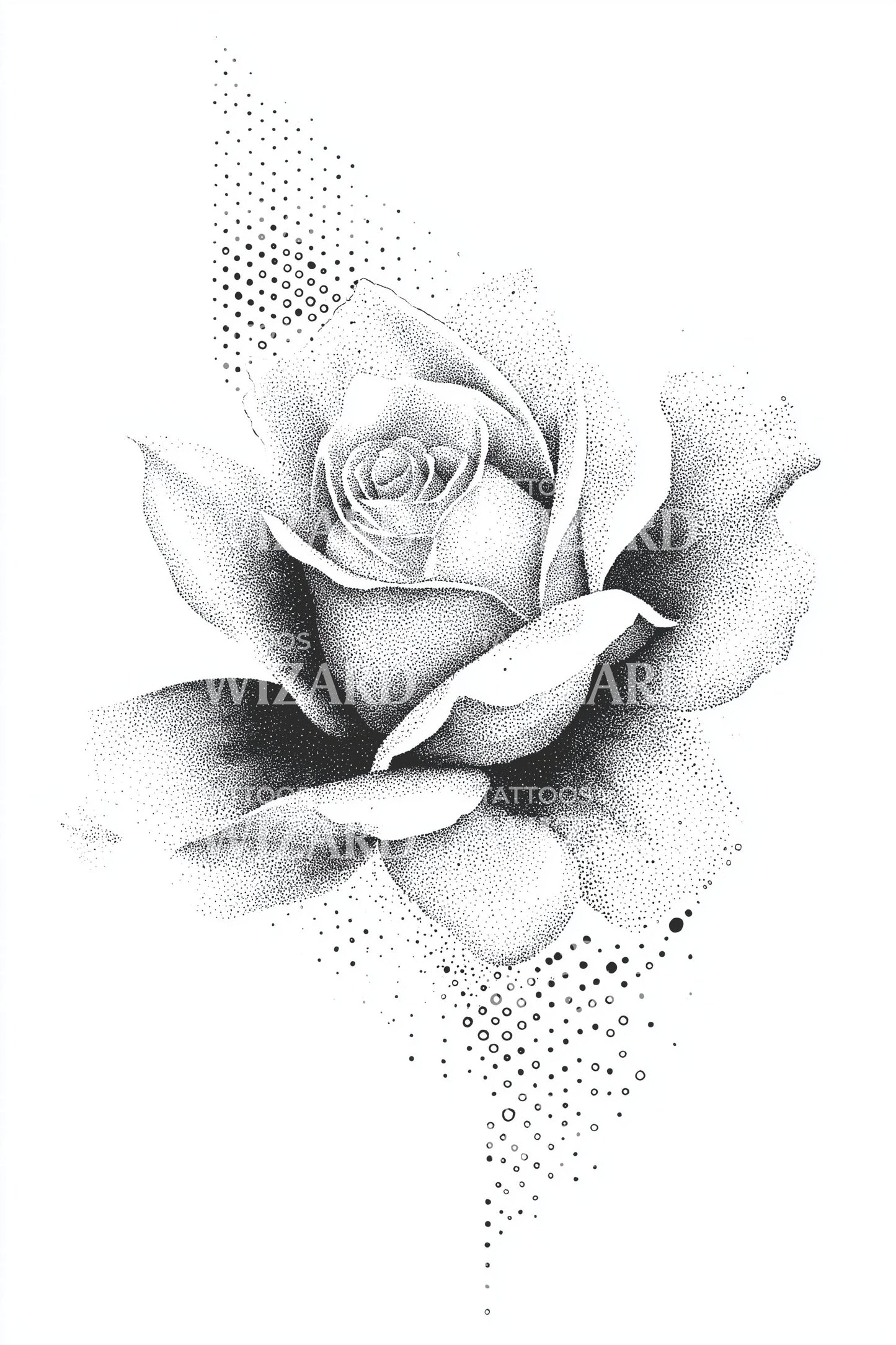 Shaded Grey Rose Tattoo Design