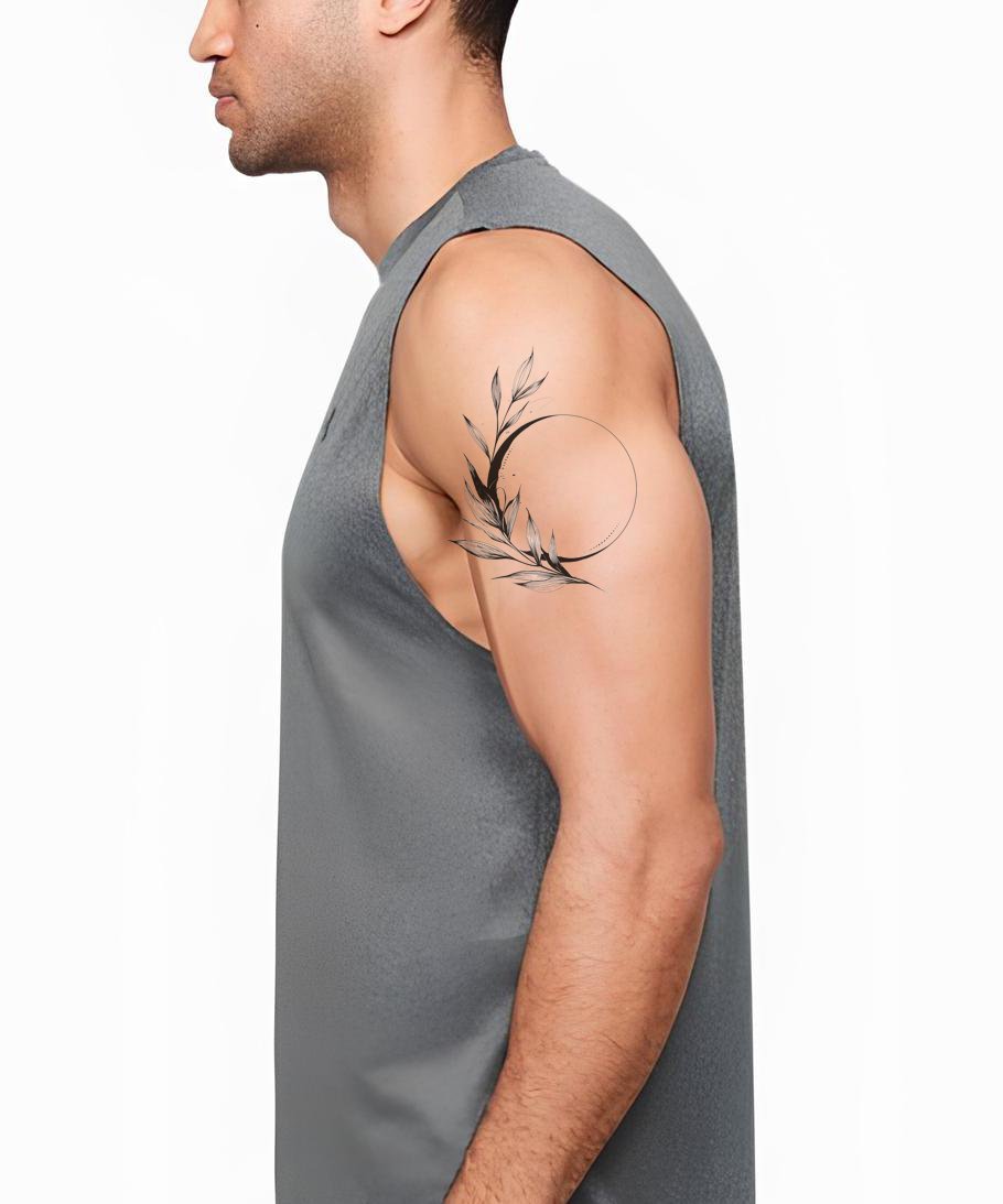 Shadowed Laurel Halo Tattoo Design