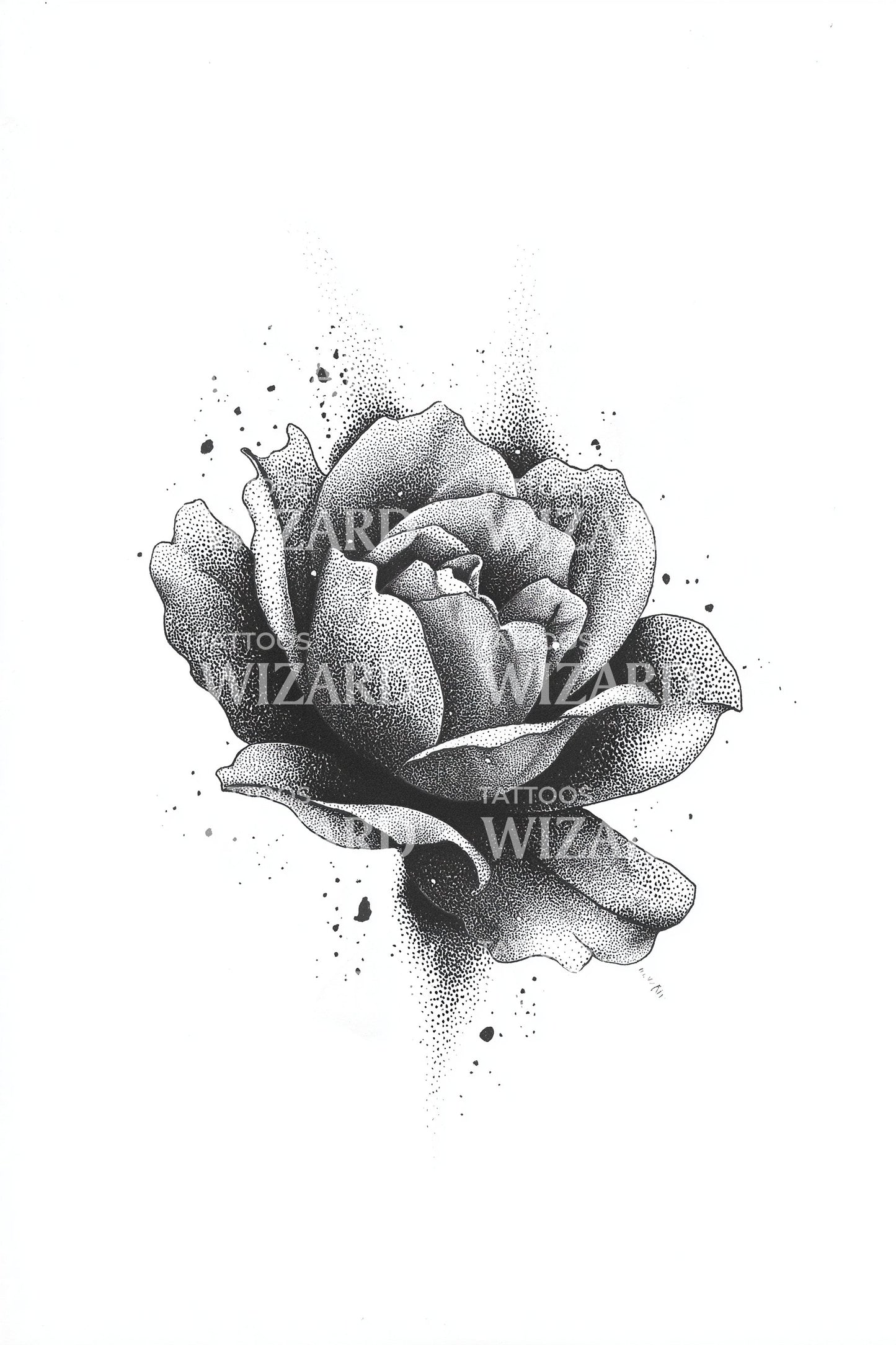Design de tatouage bouton de pivoine ombré