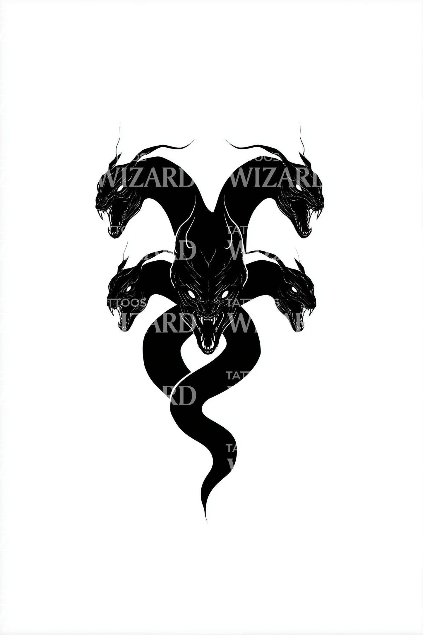 Shadow Twin Dragon Tattoo Design