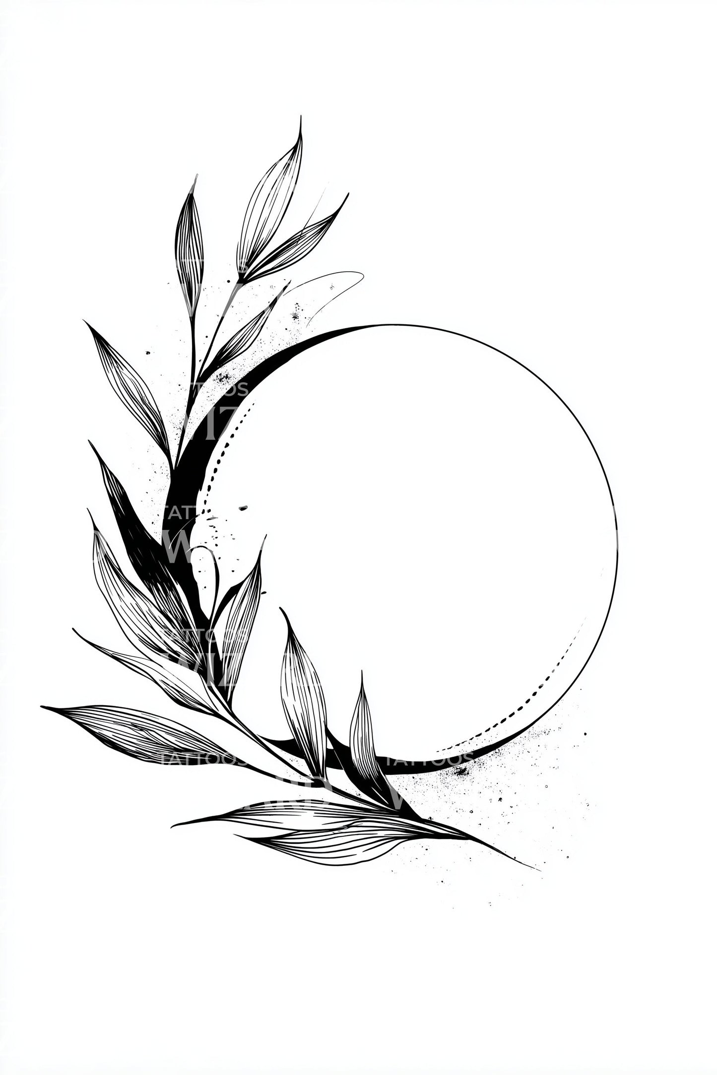 Shadowed Laurel Halo Tattoo Design