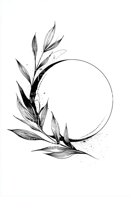 Shadowed Laurel Halo Tattoo Design