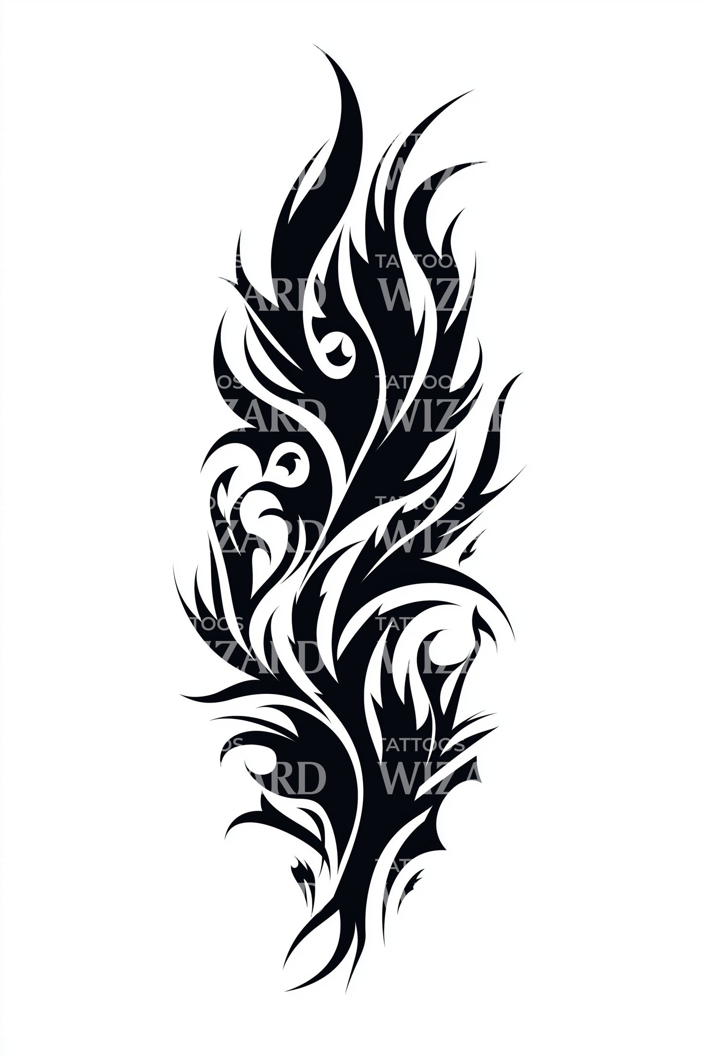 Shadowfire Tribal Flame Tattoo Illustration