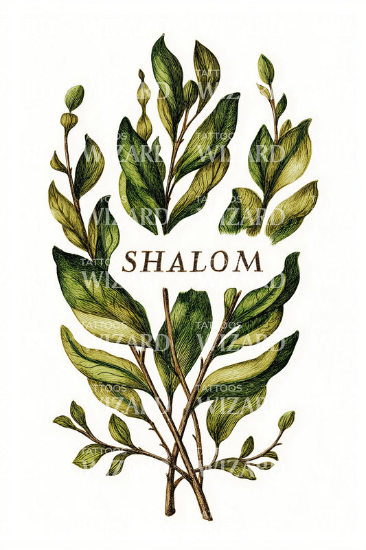 Shalom Olive Branch Tattoo Design