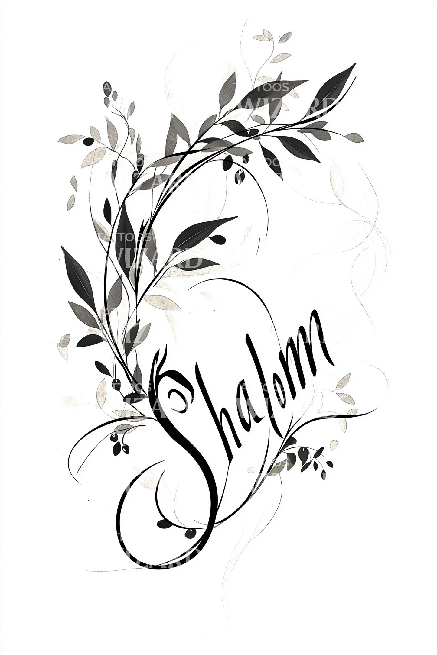 Shalom Olive Wreath Tattoo Design