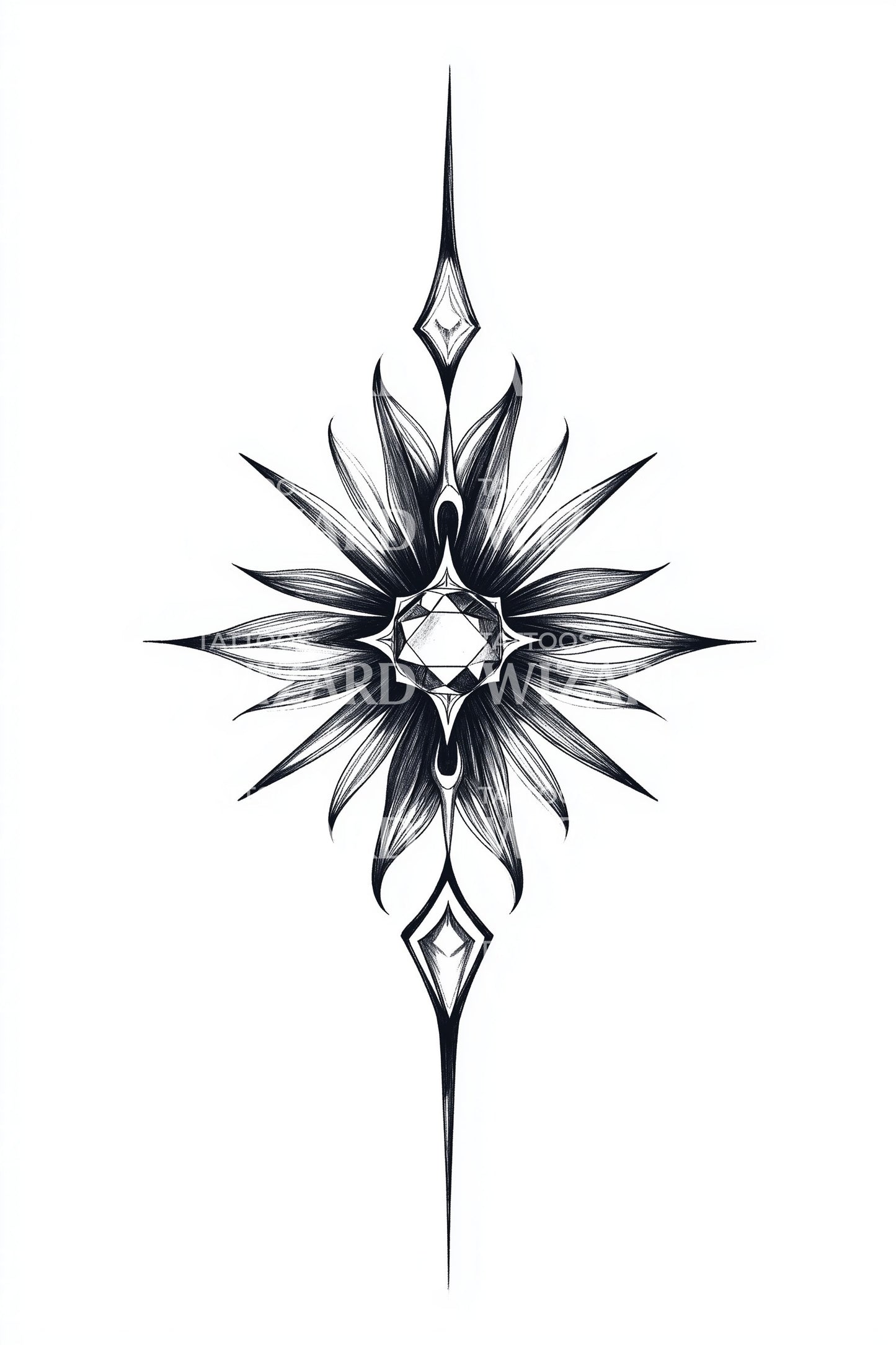 Sharp Spiked Sunburst Tattoo Idea