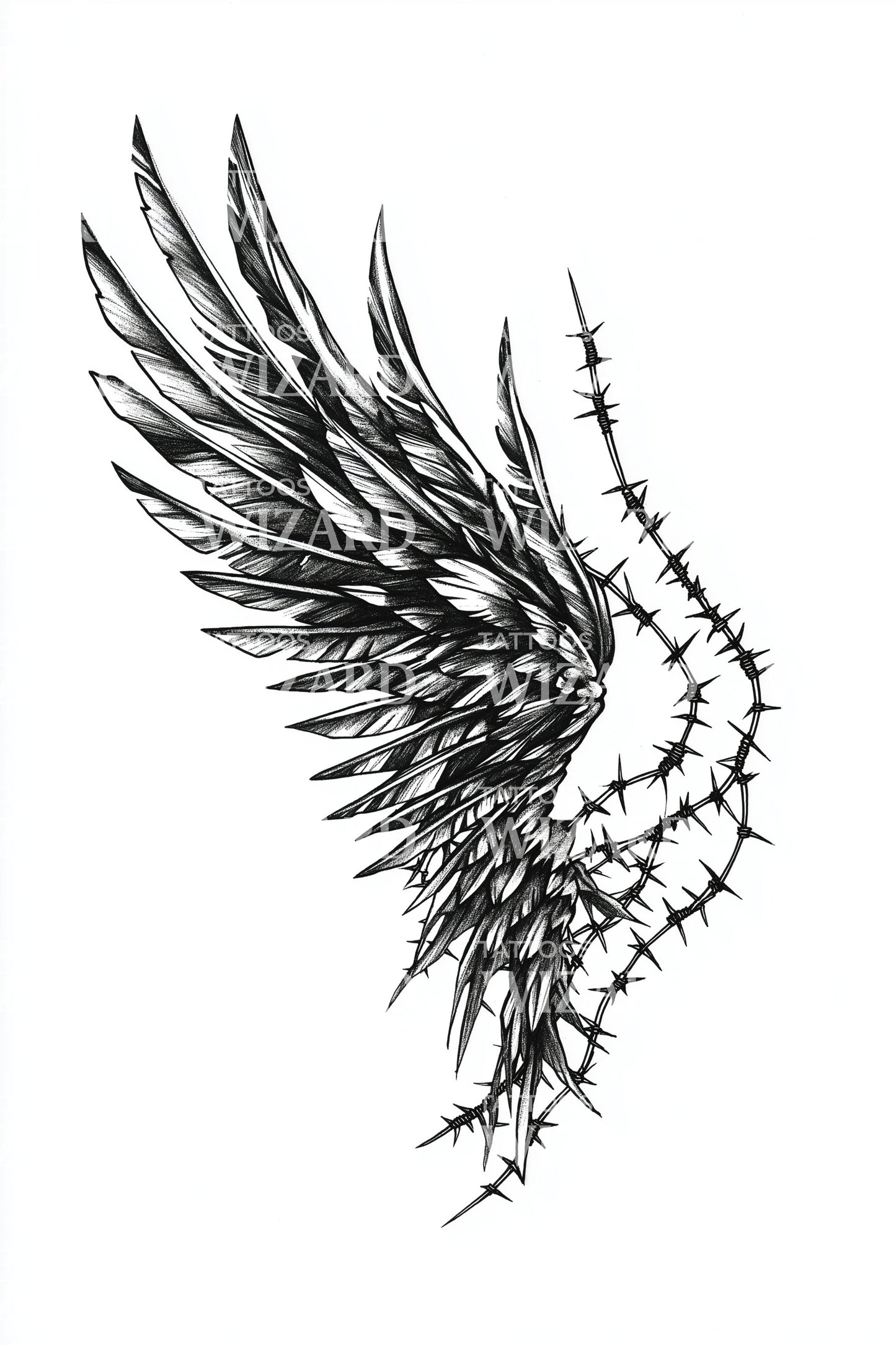 Shattered Angel Wing Tattoo Design