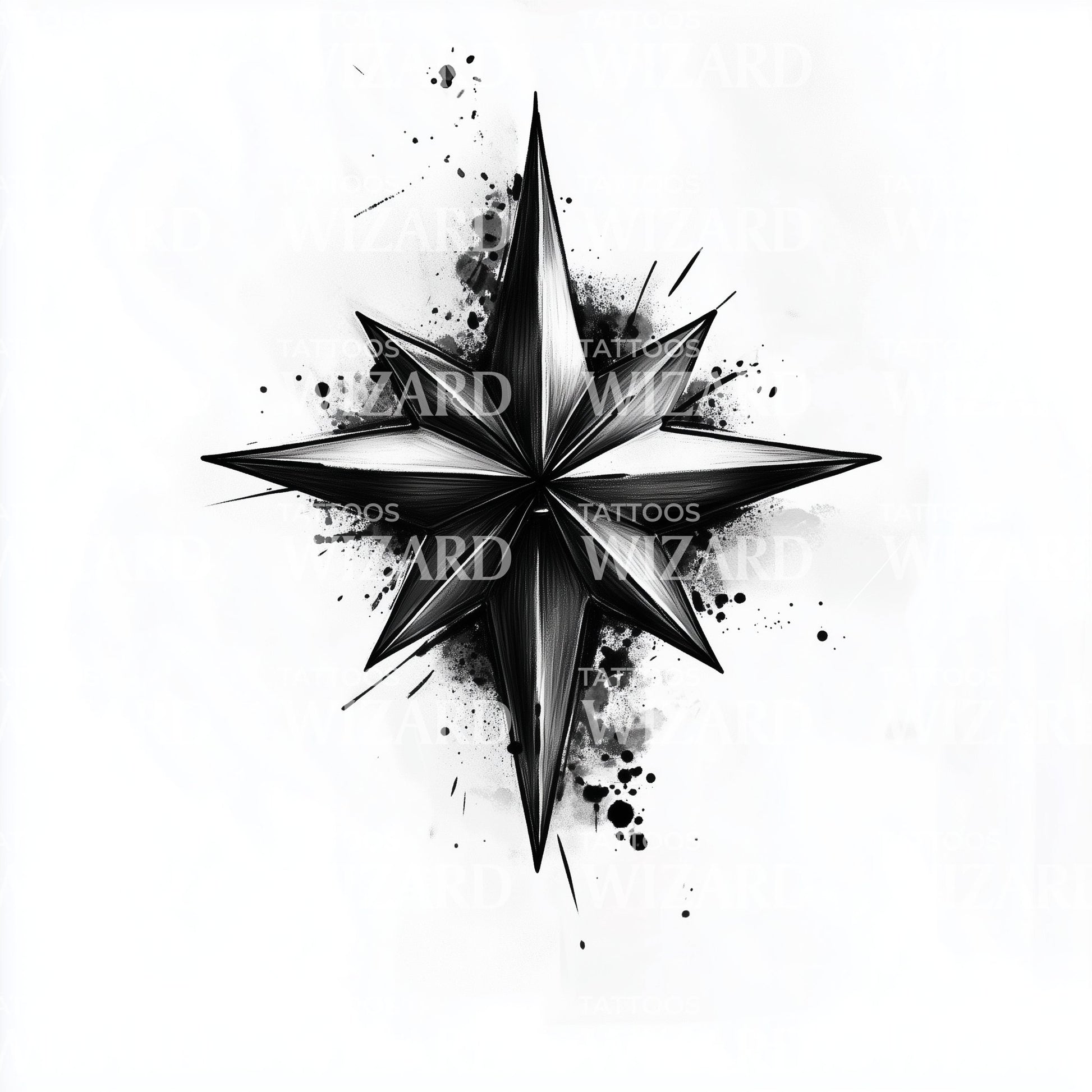 Shattered Black Star Tattoo Illustration
