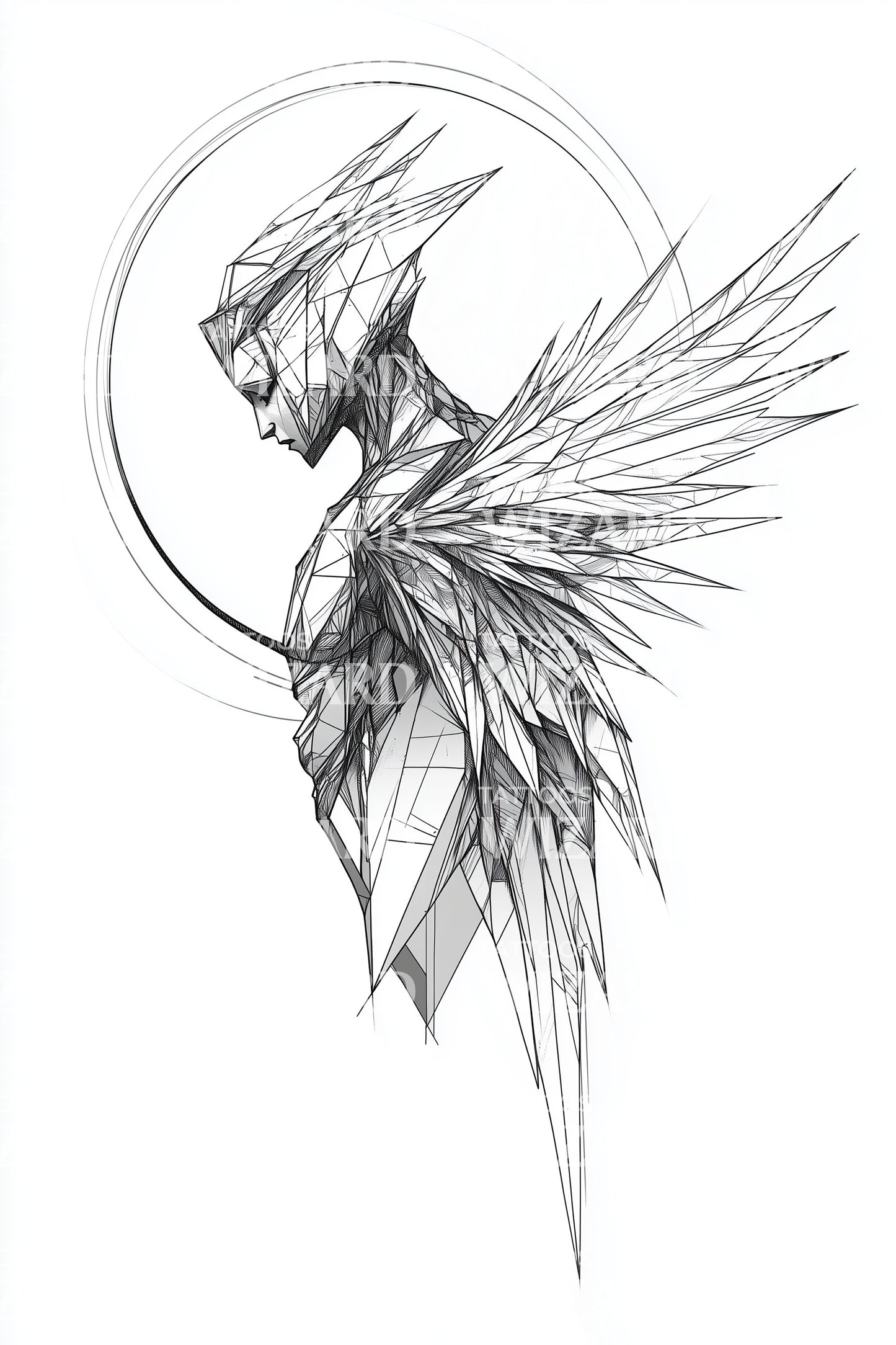 Shattered Halo Angel Tattoo Design