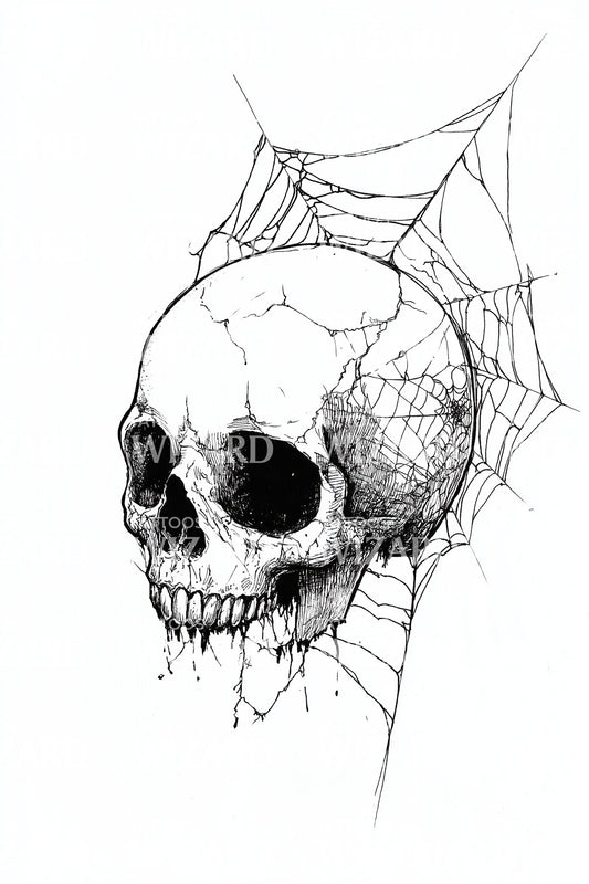 Side Web Skull Tatoveringsdesign