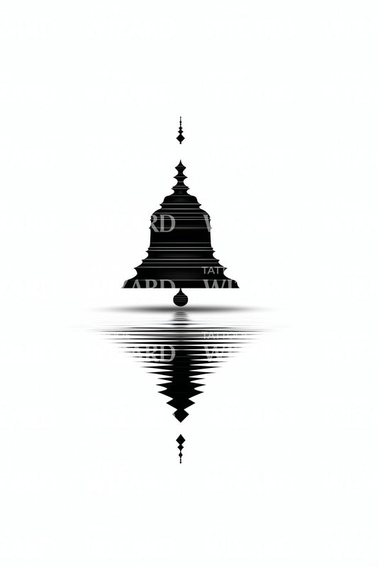 Design de tatouage Réflexion de Pagode Silencieuse