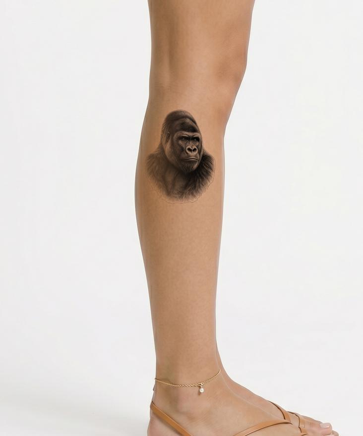 Diseño de tatuaje de gorila en negro y gris