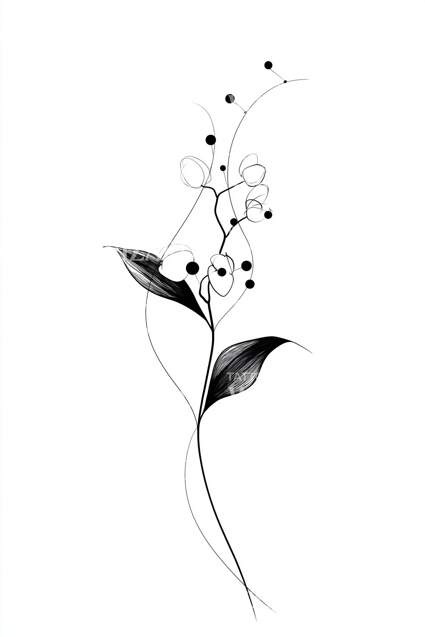 Design di tatuaggio semplice con rametto di bacche