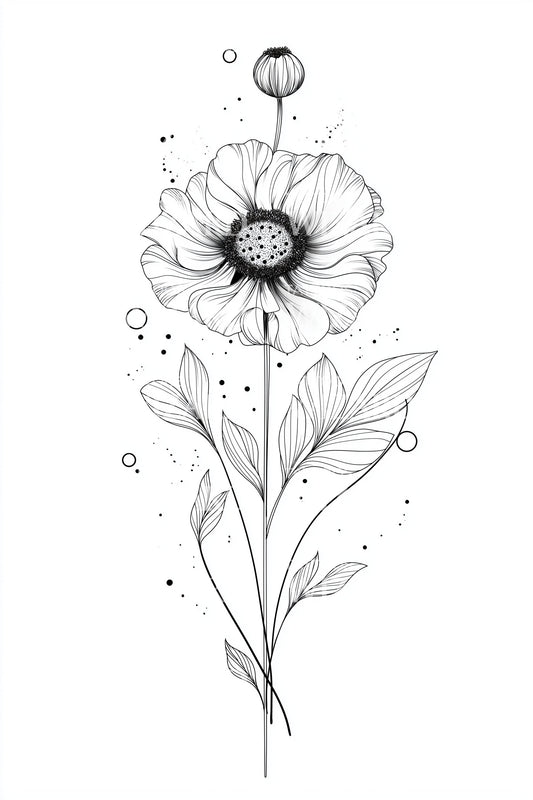 Single Daisy Whisper Tattoo Design
