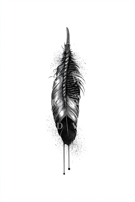 Single Quill Fine Feather Tattoo Design