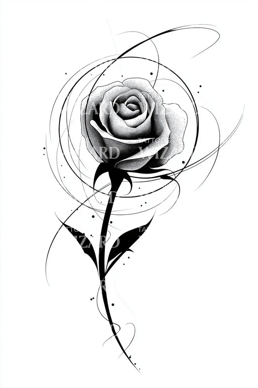 Single Rose Ink Tattoo Design