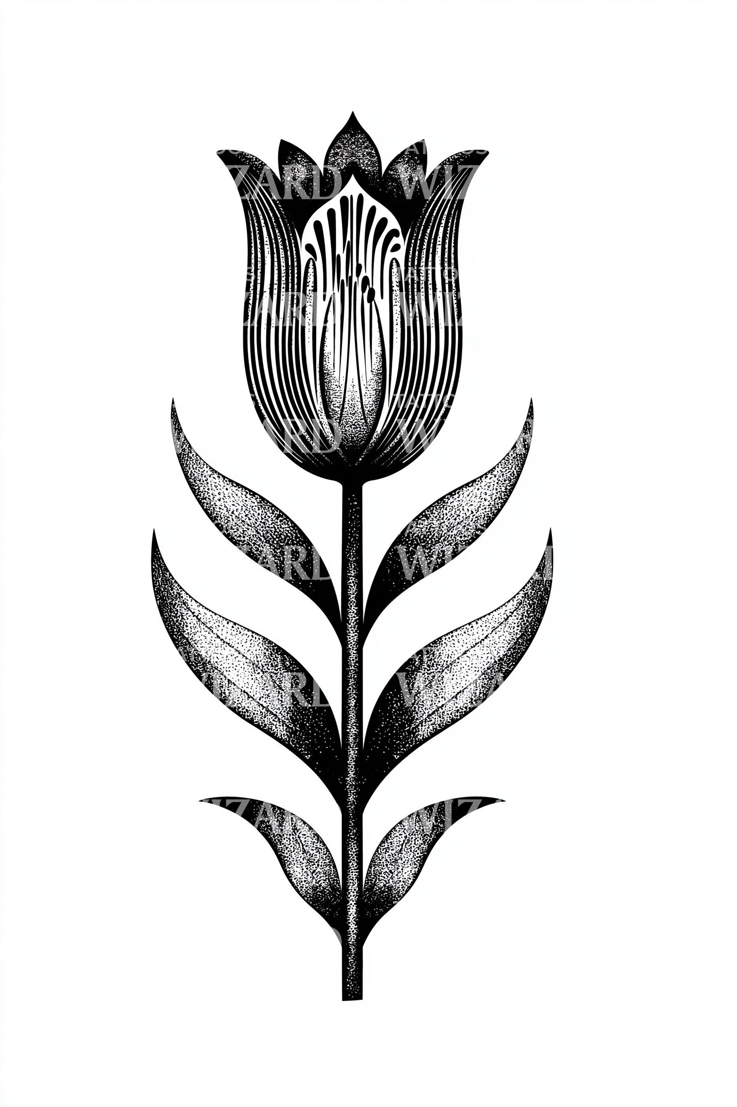 Single Tall Tulip Silhouette Tattoo Idea