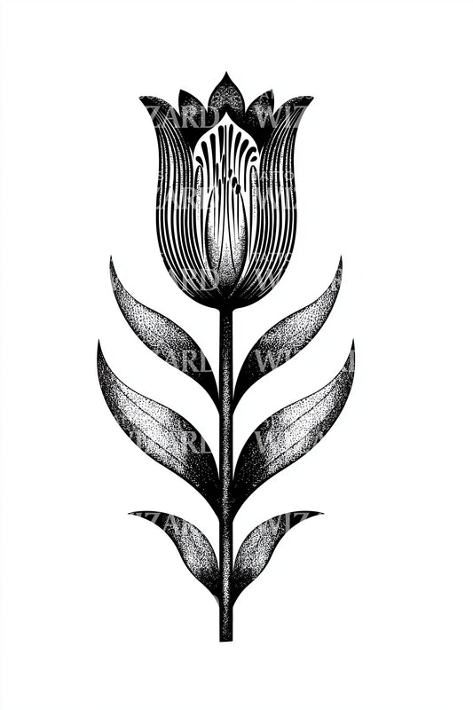 Single Tall Tulip Silhouette Tattoo Idea